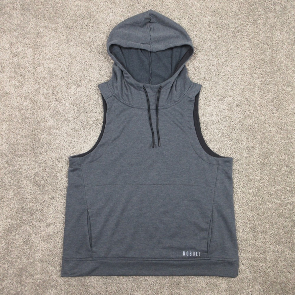 NOBULL Sweater Men Medium Gray Sleeveless Tank Fleece Pullover Hoodie Sweatshirt